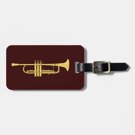 Golden Trumpet Music Theme Luggage Tag
