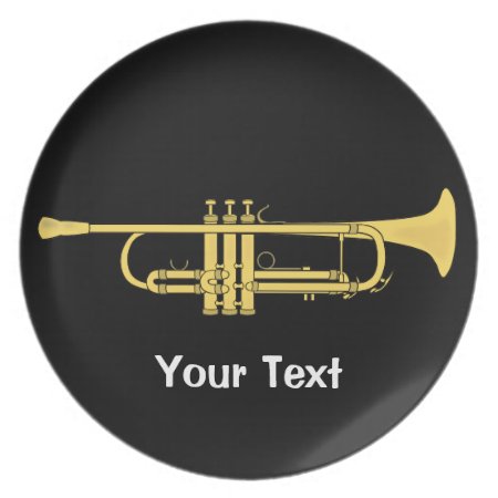 Golden Trumpet Music Theme Melamine Plate