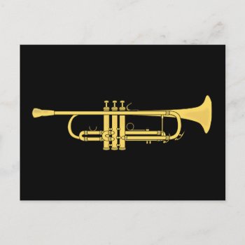 Golden Trumpet Music Theme Postcard by DigitalDreambuilder at Zazzle
