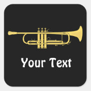 Golden Trumpet Music Theme Sheets Of Square Sticker at Zazzle