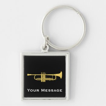 Golden Trumpet Music Theme Zip Pull Keychain by DigitalDreambuilder at Zazzle