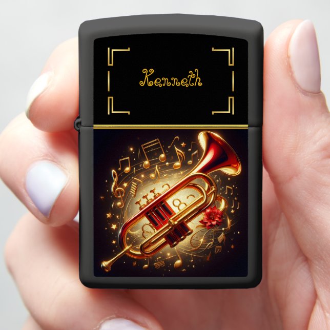 Golden Trumpet Musical Zippo Lighter (In Hand)