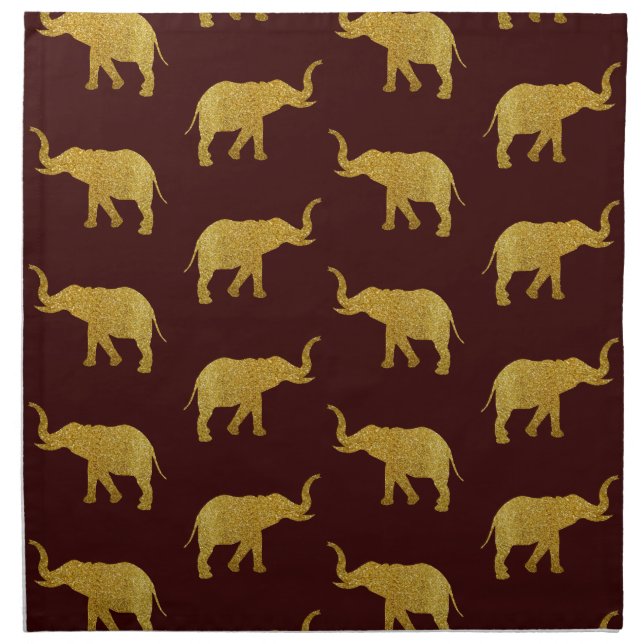 Golden Trumpeting Elephants Napkin (Front)