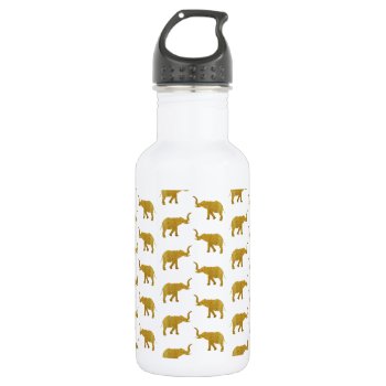 Golden Trumpeting Elephants Stainless Steel Water Bottle by Emangl3D at Zazzle