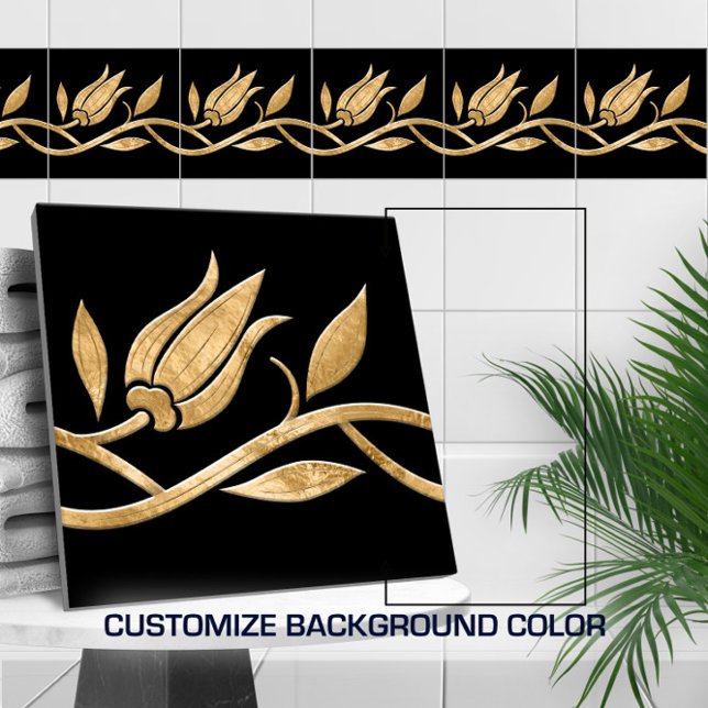 Golden Turkish tulip Seamless Border  Ceramic Tile (Creator Uploaded)