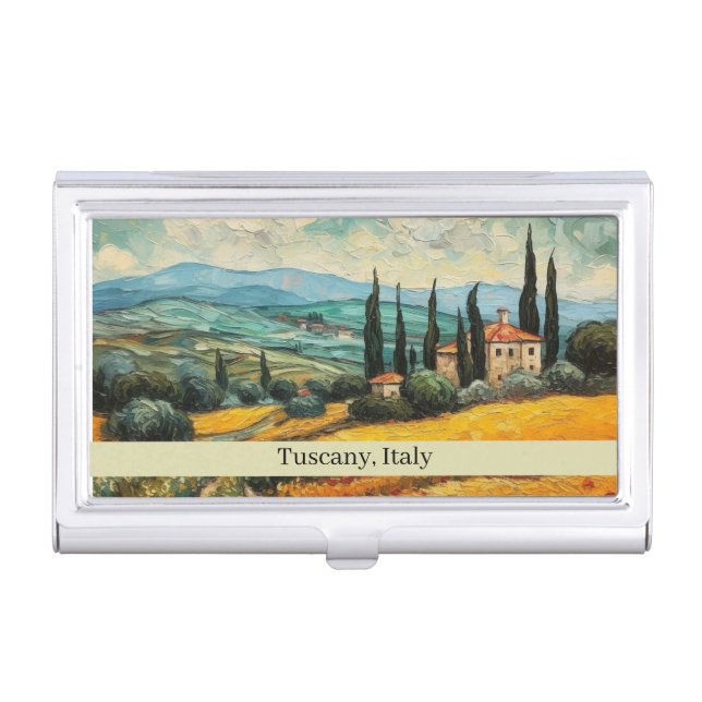 Golden Tuscany Dreams, customizable Business Card Case (Front)