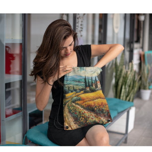 Golden Tuscany Dreams Drawstring Bag