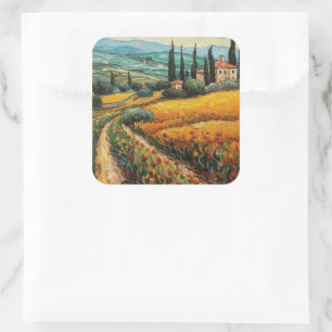 Golden Tuscany Dreams Square Sticker