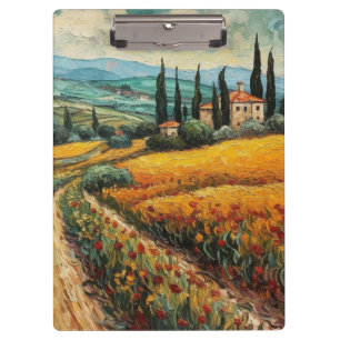 Golden Tuscany Wildflower Countryside Landscape Clipboard