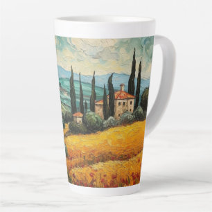 Golden Tuscany Wildflower Countryside Landscape Latte Mug