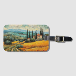 Golden Tuscany Wildflower Countryside Landscape Luggage Tag