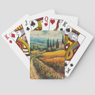 Golden Tuscany Wildflower Countryside Landscape Poker Cards