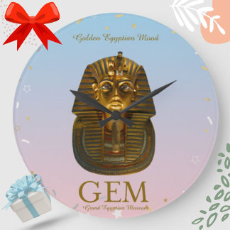 Golden Tutankhamun Wall Clock GEM