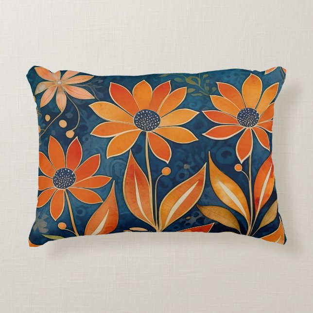 Golden Twilight Floral Accent Pillow (Front)