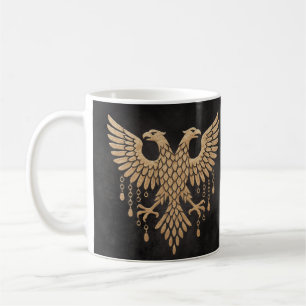 Golden Twin Raven Norse Mythology Black Coffee Mug