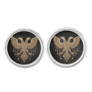 Golden Twin Raven Norse Mythology Black Cufflinks
