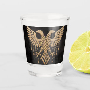 Golden Twin Raven Norse Mythology Black Shot Glass