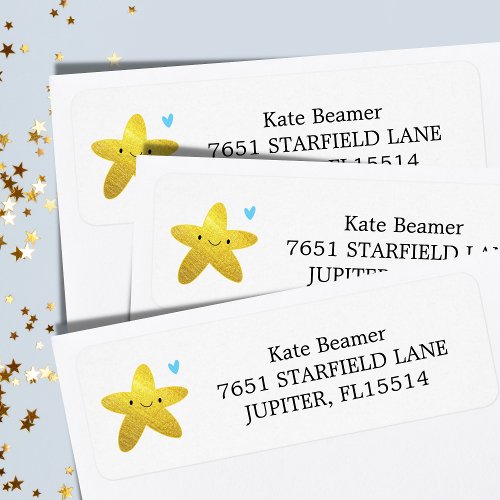 Golden Twinkle Star Return Address Label