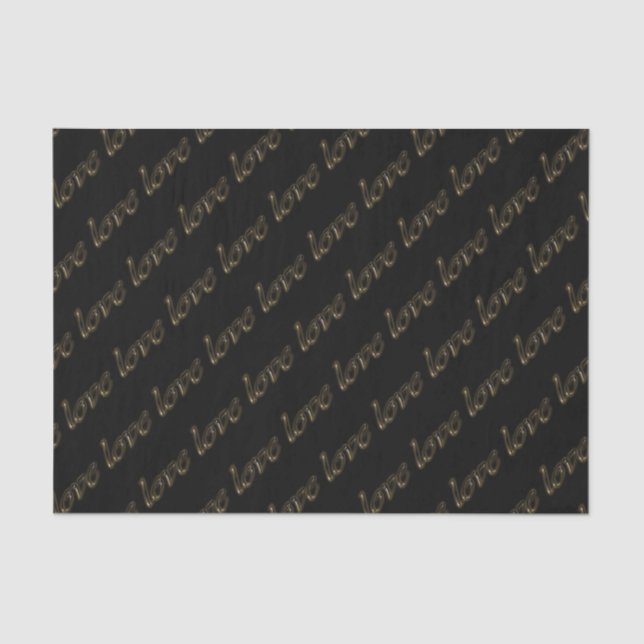 Golden Typography Gold Text Shiny Elegant Love Tissue Paper (Front)
