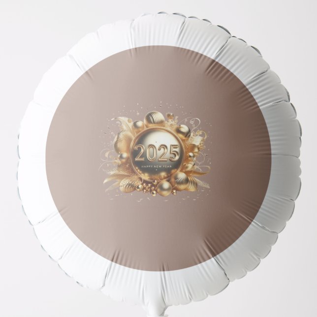 Golden typography happy new year 2025 balloon (Front)