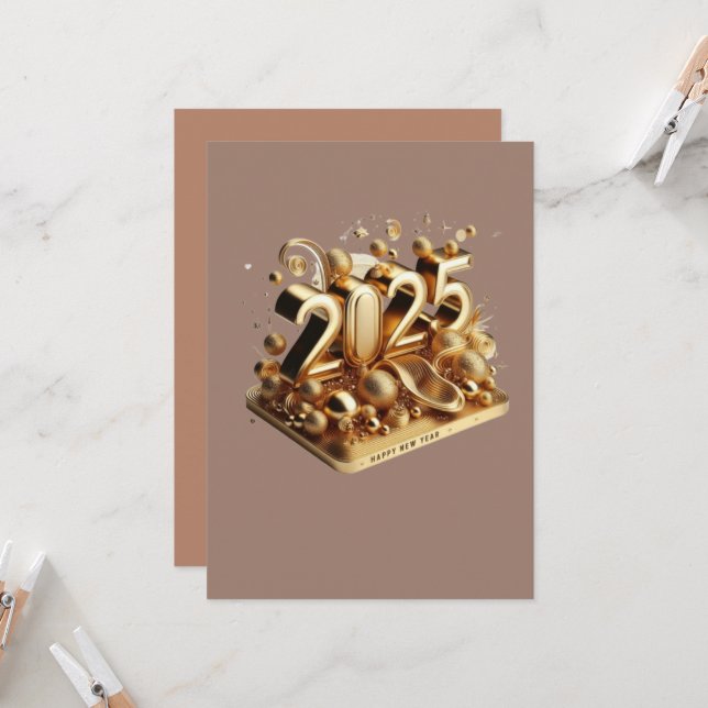 Golden typography happy new year 2025 invitation (Front/Back In Situ)