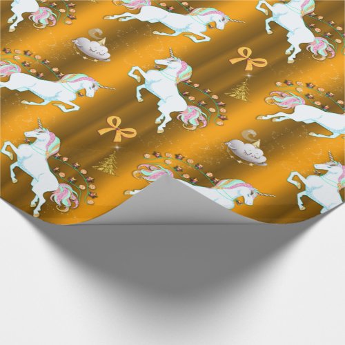 Golden Unicorn Christmas Wrapping Paper