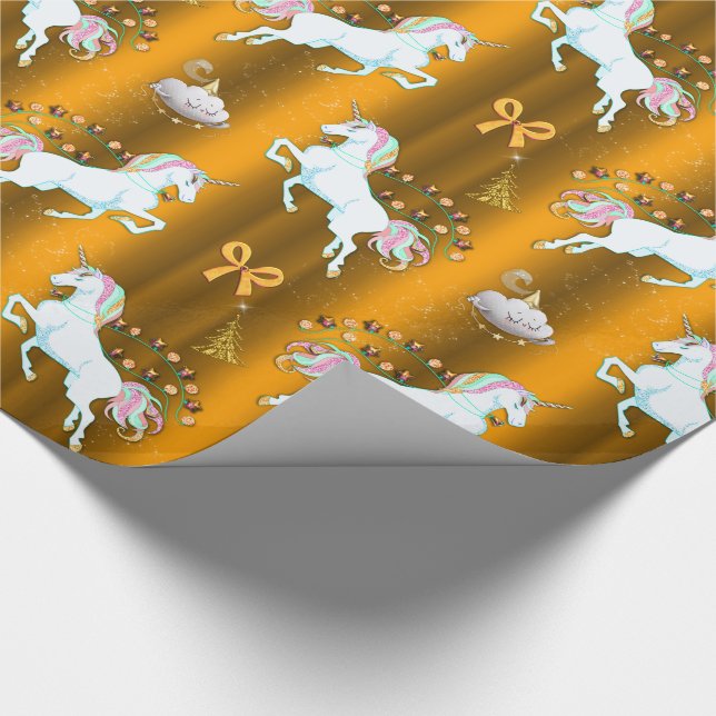 Golden Unicorn Christmas Wrapping Paper (Corner)