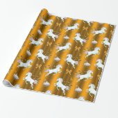 Golden Unicorn Christmas Wrapping Paper (Unrolled)