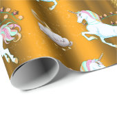 Golden Unicorn Christmas Wrapping Paper (Roll Corner)