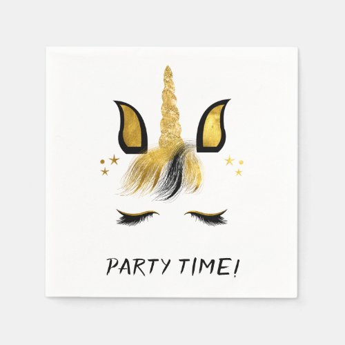 Golden Unicorn Customizable Party Time Napkins