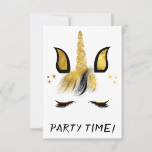 Golden Unicorn Face Party Invitation