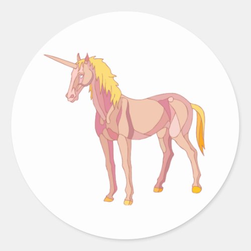 Golden Unicorn Mythical Figure Fairy Tale Creature Classic Round Sticker