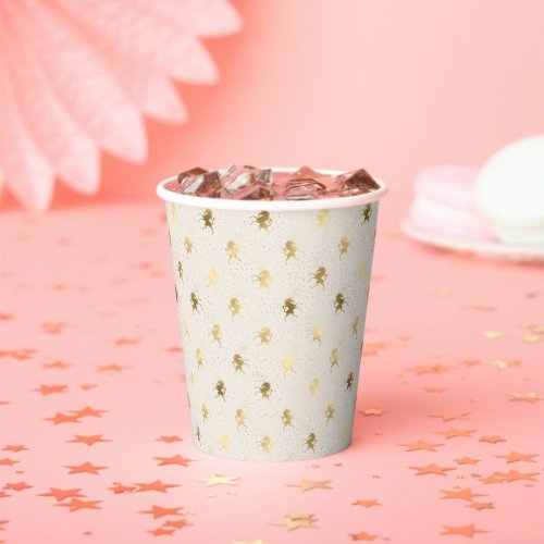 Golden Unicorn Pattern Light Pink Paper Cups