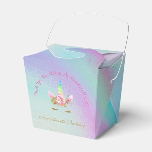 Golden Unicorn Rainbow Thank You Chinese Take Out Favor Boxes