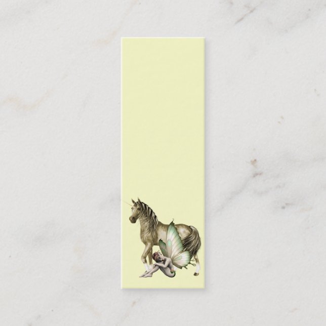 Golden Unicorn & Shy Fairy Bookmark Mini Business Card (Front)