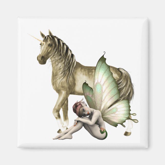 Golden Unicorn & Shy Fairy Magnet (Front)