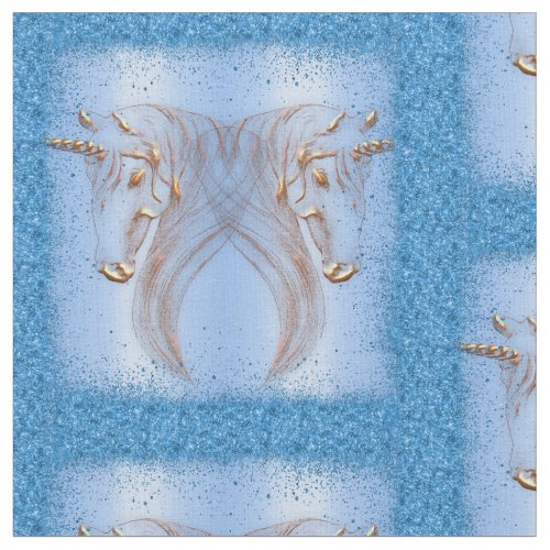 Golden Unicorns on Blue