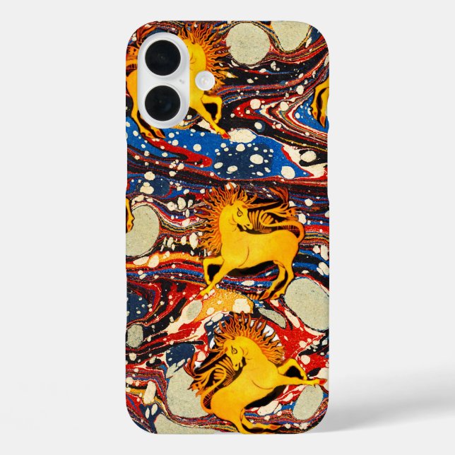 GOLDEN UNICORNS ,RED BLUE MARBLED EFFECTS ,CIRCLES Case-Mate iPhone CASE (Back)
