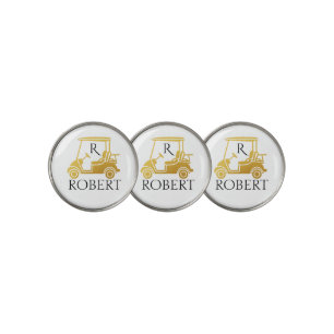 Golden Unique Custom Cart Monogram Name Golf Ball Marker