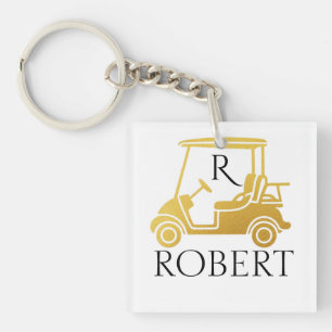 Golden Unique Custom Cart Monogram Name Keychain