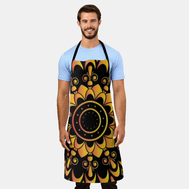 Golden Unique Mandala Design-95747 Apron (Worn)