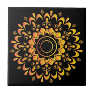 Golden Unique Mandala Design-95747 Ceramic Tile
