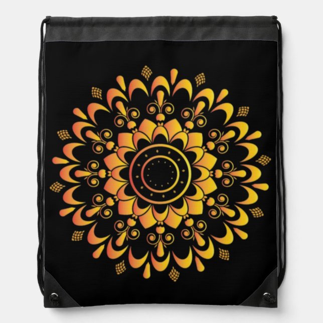 Golden Unique Mandala Design-95747 Drawstring Bag (Front)