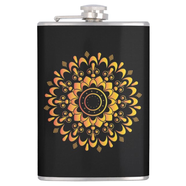 Golden Unique Mandala Design-95747 Flask (Front)