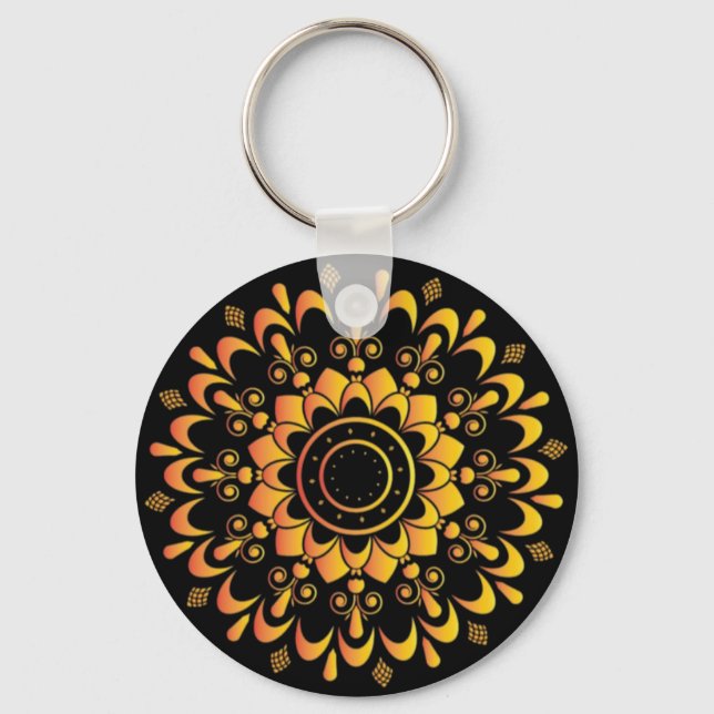 Golden Unique Mandala Design-95747 Keychain (Front)