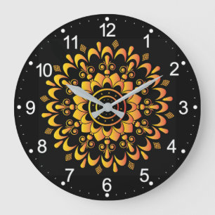 Golden Unique Mandala Design-95747 Large Clock