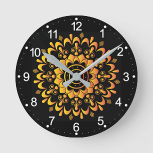 Golden Unique Mandala Design-95747 Round Clock
