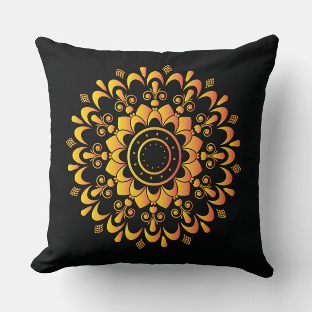 Golden Unique Mandala Design-95747 Throw Pillow (Front)