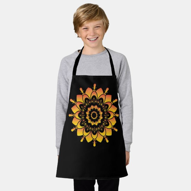 Golden Unique Mandala Design-95748 Apron (Worn)
