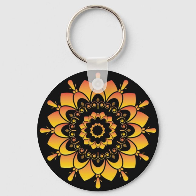 Golden Unique Mandala Design-95748 Keychain (Front)